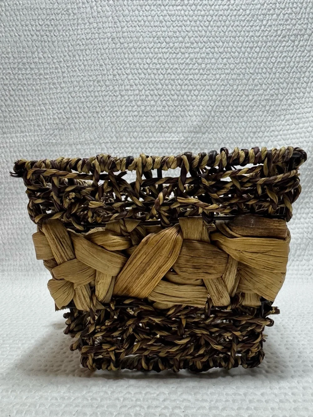 Pier 1 Natural & Dark Brown Woven Rectangle Basket
